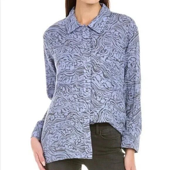 Johnny Was Tops - Calme Johnny Was Women Multi Blue Gray Button Double Pocket Shacket Size M $148